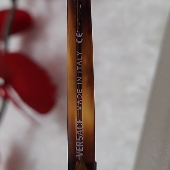 Versace Frames Vintage Eyeglasses Frames Tortoise Silvertone Accents Rhinestones - Picture 6 of 8